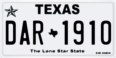 TX license plate DAR1910