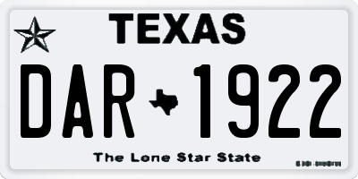 TX license plate DAR1922