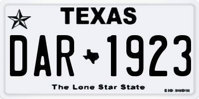 TX license plate DAR1923