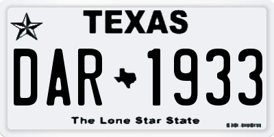 TX license plate DAR1933