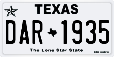 TX license plate DAR1935