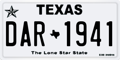TX license plate DAR1941