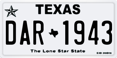 TX license plate DAR1943