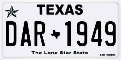TX license plate DAR1949