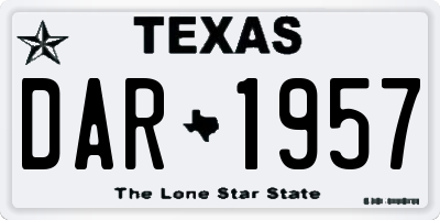 TX license plate DAR1957