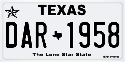 TX license plate DAR1958