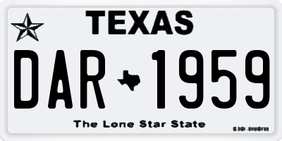 TX license plate DAR1959