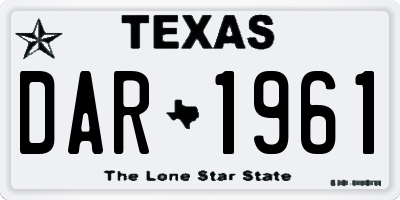 TX license plate DAR1961
