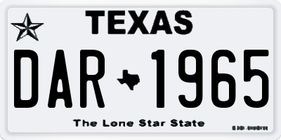 TX license plate DAR1965