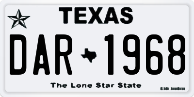 TX license plate DAR1968