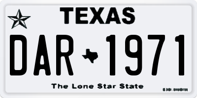 TX license plate DAR1971