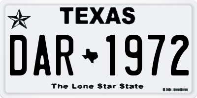 TX license plate DAR1972