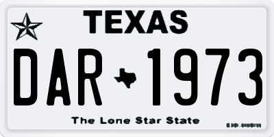 TX license plate DAR1973