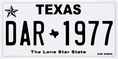 TX license plate DAR1977