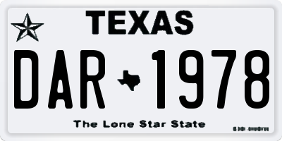 TX license plate DAR1978