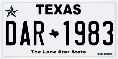 TX license plate DAR1983