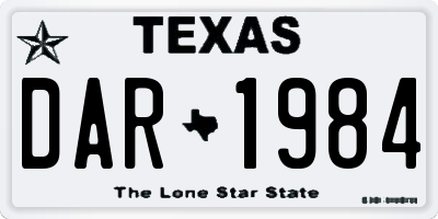 TX license plate DAR1984