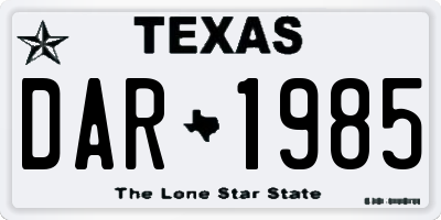 TX license plate DAR1985