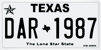 TX license plate DAR1987