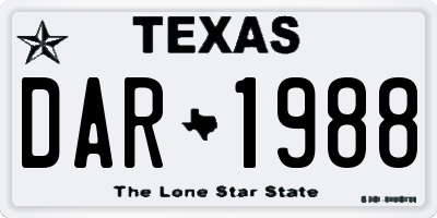 TX license plate DAR1988