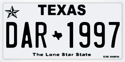 TX license plate DAR1997