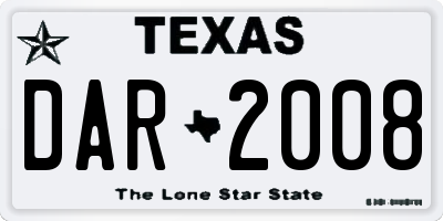 TX license plate DAR2008