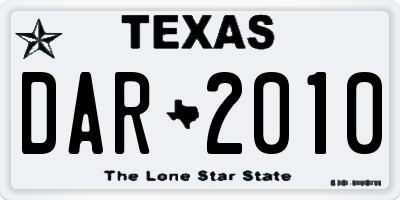 TX license plate DAR2010