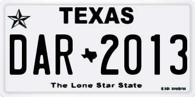TX license plate DAR2013