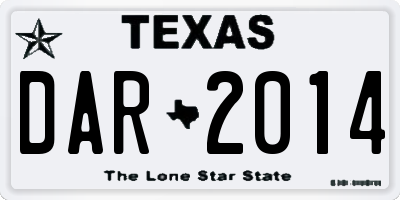 TX license plate DAR2014