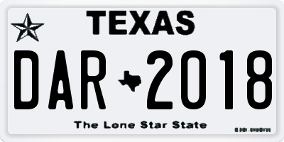 TX license plate DAR2018