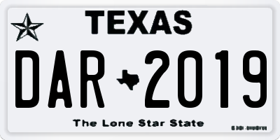 TX license plate DAR2019