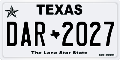 TX license plate DAR2027