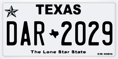 TX license plate DAR2029
