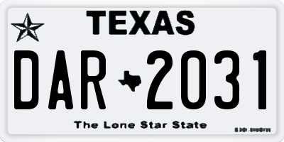 TX license plate DAR2031
