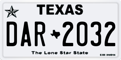 TX license plate DAR2032