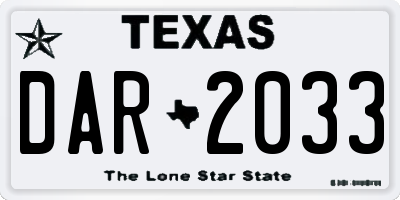 TX license plate DAR2033