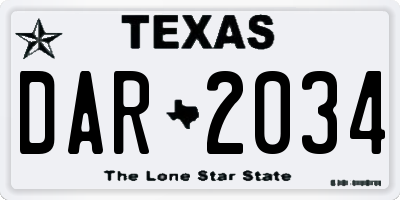 TX license plate DAR2034