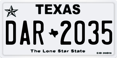 TX license plate DAR2035