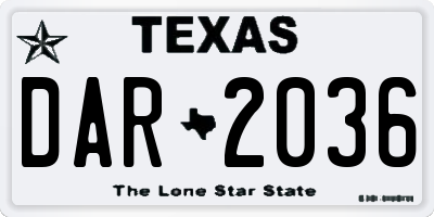 TX license plate DAR2036