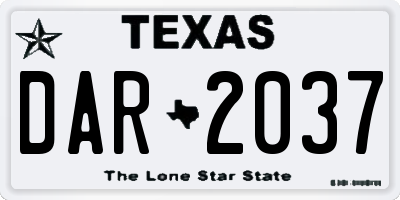 TX license plate DAR2037