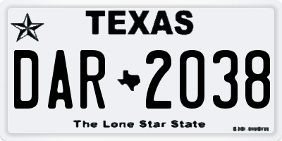 TX license plate DAR2038