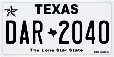 TX license plate DAR2040