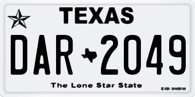 TX license plate DAR2049