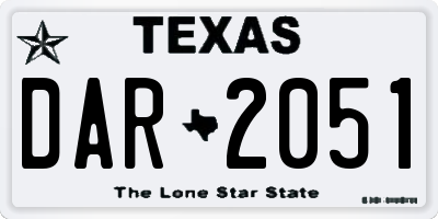 TX license plate DAR2051