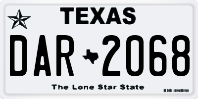 TX license plate DAR2068