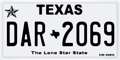 TX license plate DAR2069