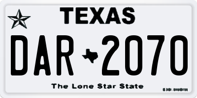 TX license plate DAR2070