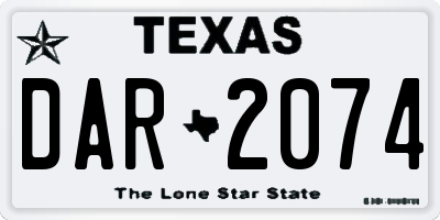 TX license plate DAR2074