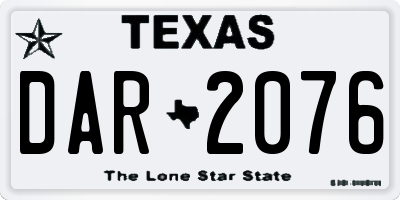 TX license plate DAR2076