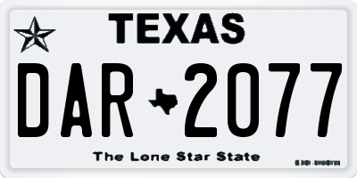 TX license plate DAR2077